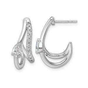 3/4 Carat (ctw VS,F) Lab Grown Diamonds J-Hoop Earrings 14K White Gold